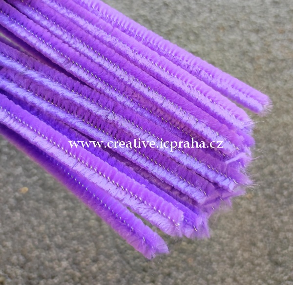 chlupaté barevné drátky - 50cm fialový 77831